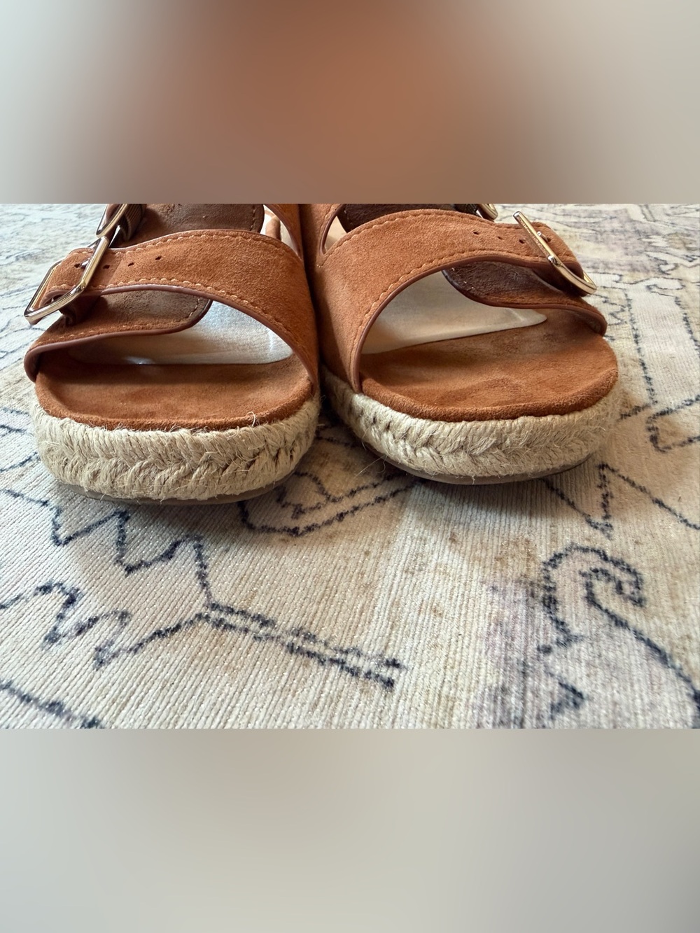 Vionic Brown Suede Double Buckle Espadrille Slide Sandals Size US 10 / EU 42 - Picture 3 of 7